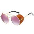 Custom promotional vintage retro UV400 round women metal sunglasses